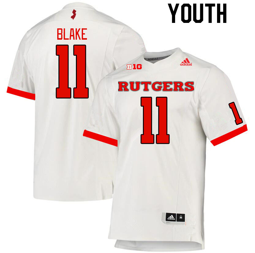 Youth #11 Logan Blake Rutgers Scarlet Knights College Football Jerseys Stitched Sale-White - Click Image to Close